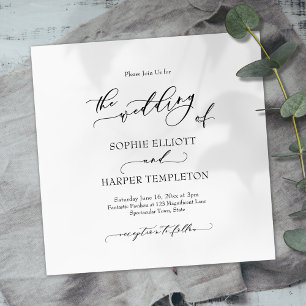 Invitación Lujo Simple Caligrafía La Boda De