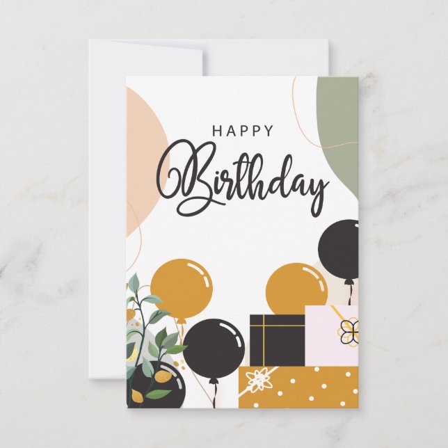 Invitación Lujo y lindo Feliz Cumpleaños (Anverso)
