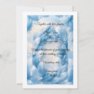Invitación Lujosa boda arco de plumas azules y diamantes