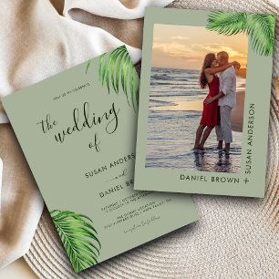 Invitación Lujosa Palm de color tropical de agua Boda