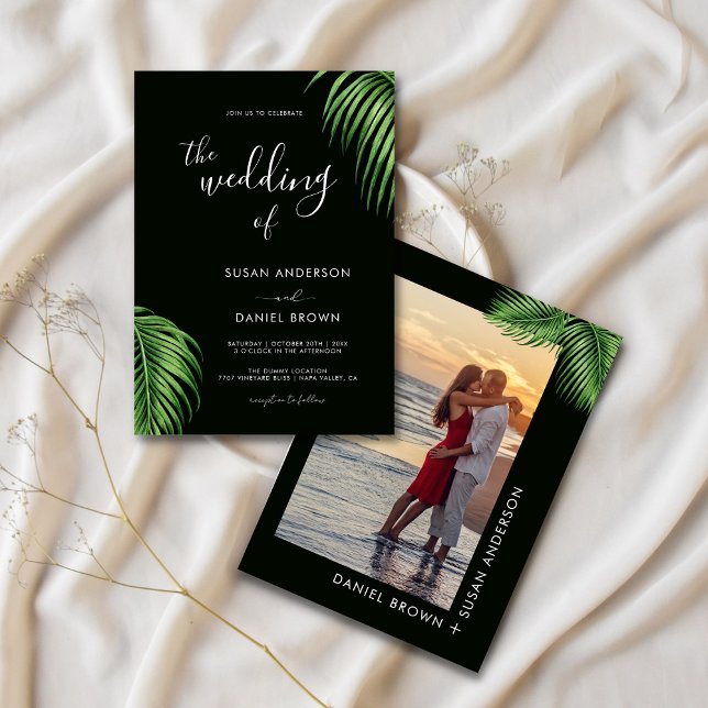 Invitación Lujosa Palm de color tropical de agua Boda (Subido por el creador)