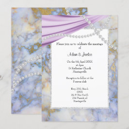 INVITACIÓN LUJOSA PURPLE MÁRMOL PEARLS BODA