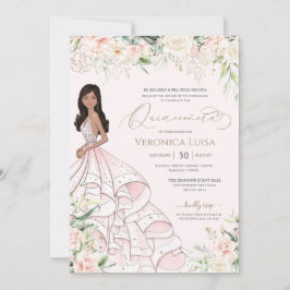 Invitación Lujosa Quinceanera de lujo suave rosa y blanco