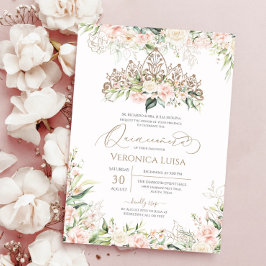 Invitación Lujosa Quinceanera de lujo suave rosa y blanco