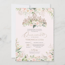 Invitación Lujosa Quinceanera de lujo suave rosa y blanco