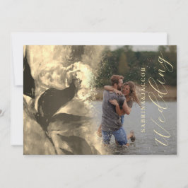 Invitación Lujosa Rosa Abstracta Fotografía de Boda Caprichos