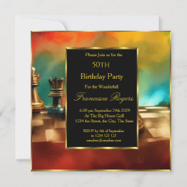 Invitación Lujoso 50 cumpleaños fiesta de oro negro multicolo