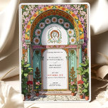 Invitación Lujoso Boda Art Nouveau de Arco Floral<br><div class="desc">Esta impresionante invitación a la boda Art Nouveau combina los lujosos patrones florales y la elegancia arquitectónica. El diseño muestra un arco floral vibrante rebosando de lirios rosados, marigolas amarillas, mareas blancas y hojas verdes exuberantes, enmarcando detalles ornamentales inspirados en estética botánica vintage. El acondicionamiento simétrico presenta una línea de...</div>