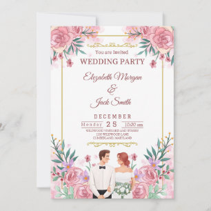 Invitación Lujoso Boda de Boho Floral Greenery