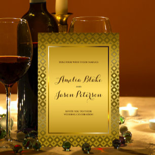 Invitación Lujoso Boda de Patrón de Tronco de Rhombus Gold