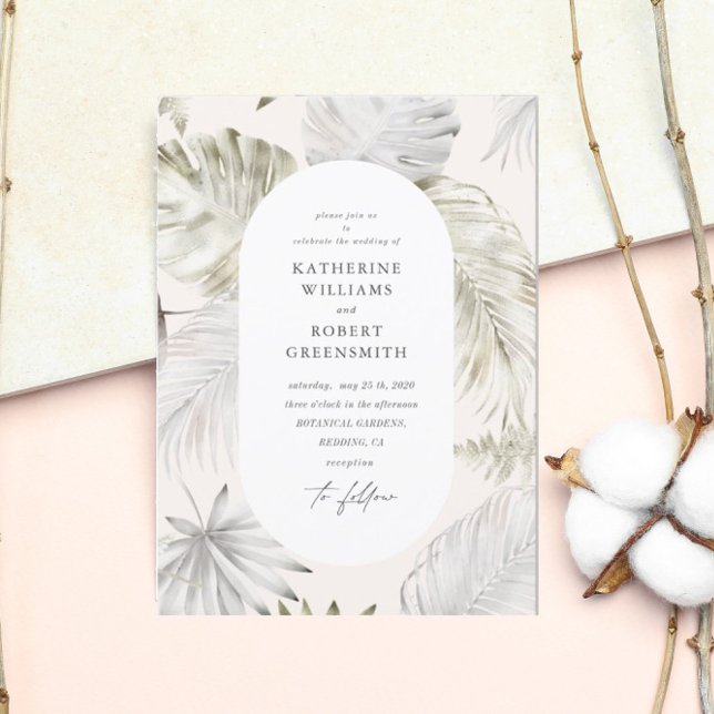 Invitación Lujoso Boda de Rubor Tropical Foliage (Subido por el creador)