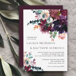 Invitación Lujoso Boda elegante de color acuático Bouquet