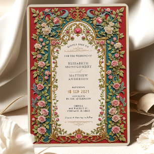 Invitación Lujoso Boda victoriano Rosa Ornate
