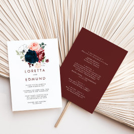 Invitación Lujoso Boho Colorful Floral Back & Front Boda