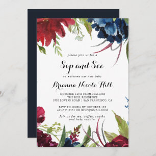 Invitación Lujoso Boho Floral Sip and See