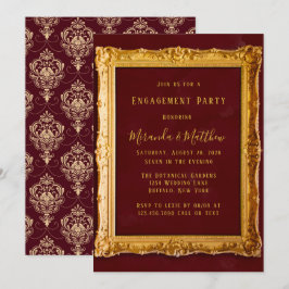 Invitación Lujoso Burgundy y Gold Royal Engagement Party