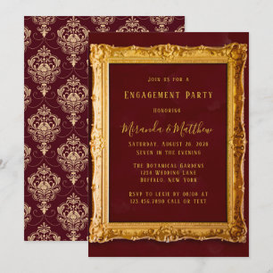 Invitación Lujoso Burgundy y Gold Royal Engagement Party