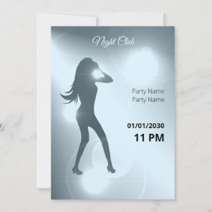 Invitación Lujoso Chica de danza brillante cian Silhouette
