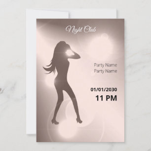 Invitación Lujoso Chica de danza brillante Pinky Silhouette