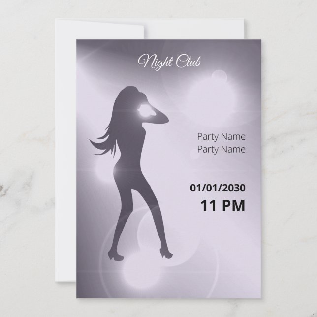 Invitación Lujoso Chica de danza brillante violeta Silhouette (Anverso)