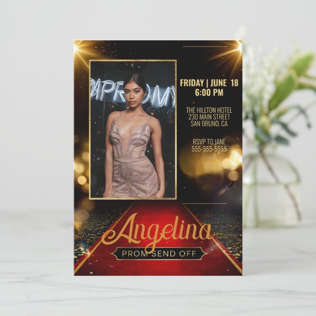 Invitación Lujoso cuarto de baño despide alfombra roja de gra (Anverso de pie)