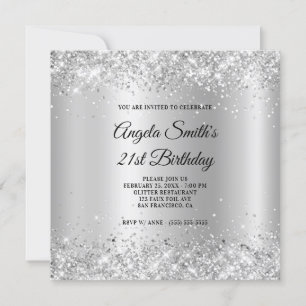 Invitación Lujoso Cumpleaños 21 Brillante Glitter Satin Brill