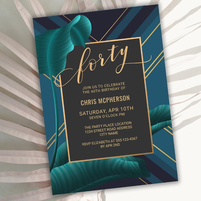 Invitación Lujoso follaje tropical 40.º Fiesta de cumpleaños (Subido por el creador)