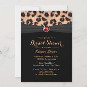 Invitación Lujoso Leopard Print & Ruby Gemstone Bridal Shower