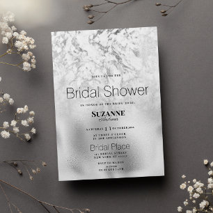 Invitación Lujoso mármol gris blanco plateado Bridal Shower