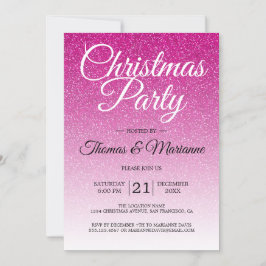 Invitación Lujoso Purpurina rosa Ombre Navidades Fiesta