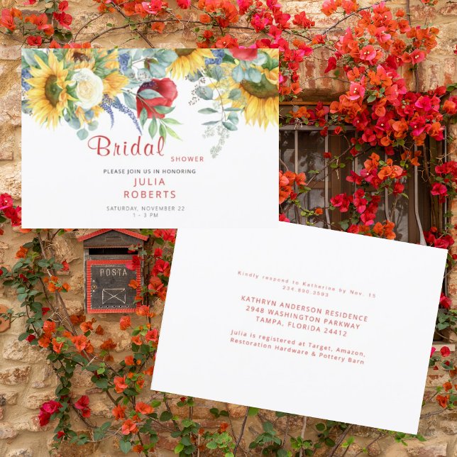 Invitación Lujoso Red Floral Toscana Bridal Shower (Subido por el creador)