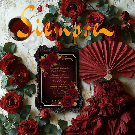 Invitación Lujoso Rosa Borgoña Oscura Moody Boda