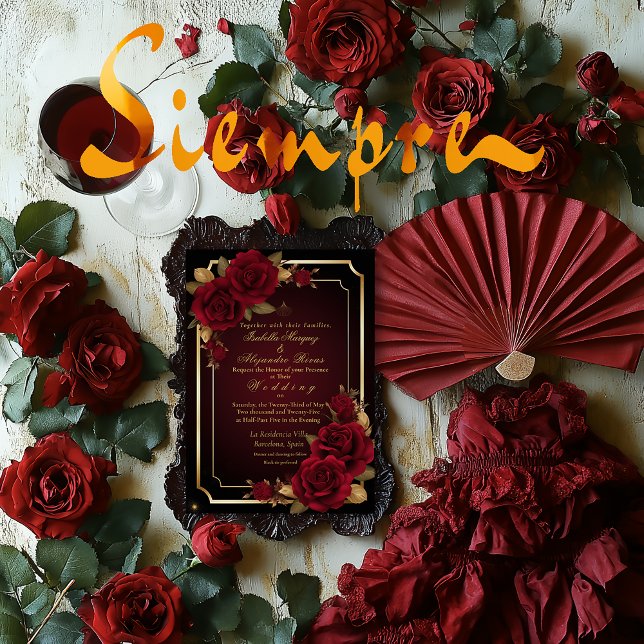 Invitación Lujoso Rosa Borgoña Oscura Moody Boda (https://www.zazzle.com/z/s6nmc7ar?rf=238509546883191114
Elegant Burgundy Rose and Gold Invitation)