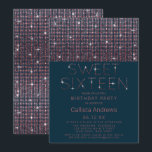 Invitación Lujoso y Verde azulado Purpurina rosa secuela dulc<br><div class="desc">Este moderno y glamoroso diseño de la fiesta de cumpleaños Sweet 16 es perfecto para el evento único de su hija adolescente. Se trata de una moda y un diseño lujoso de purpurina de secuencia cuadrada brillante rosa en imitación sobre un sencillo fondo verde azulado de sirena con una característica...</div>