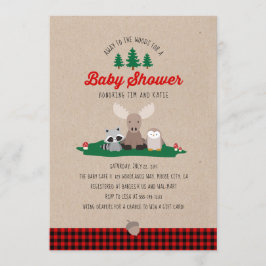 Invitación Lumberjack Baby Shower Woodland Animals Rustic