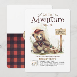 Invitación Lumberjack Baby Shower Woodland Little Bear Cub