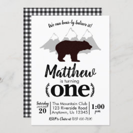 Invitación Lumberjack Boy Bear Primer Cumpleaños
