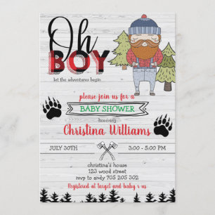 Invitación Lumberjack Boy Flannel Buffalo Plaid Baby Shower