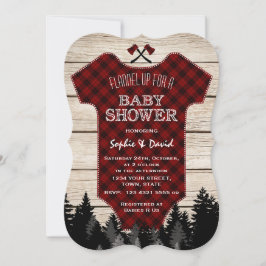 Invitación Lumberjack Buffalo Baby Suit Wood Baby Shower