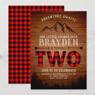 Invitación Lumberjack Buffalo Jugado Segundo Cumpleaños