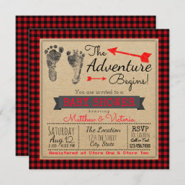 Invitación Lumberjack Buffalo Plaid Boho Baby Shower