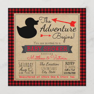 Invitación Lumberjack Buffalo Plaid Boys Pato Baby Shower