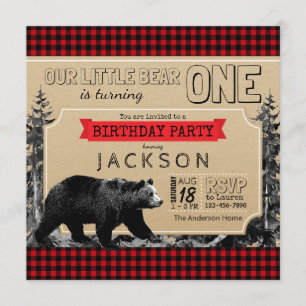 Invitación Lumberjack Cumpleaños Búfalo Jugado Niños Pequeño
