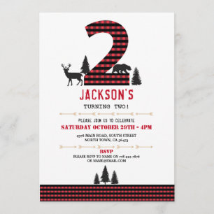 Invitación Lumberjack Flannel 2da 2da fiesta de cumpleaños In