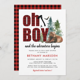 Invitación Lumberjack Flannel Bear Boy Baby Shower