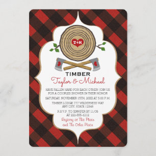 Invitación Lumberjack Monogramado y ducha de matrimonio Jill