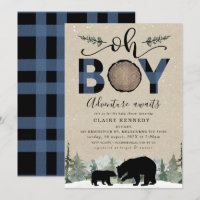 Lumberjack Navy Flannel Kraft Oh Boy Baby Shower