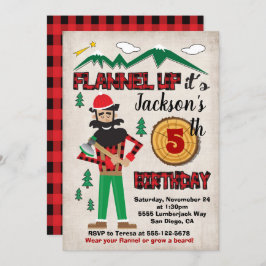 Invitación Lumberjack Partido de Cumpleaños Bosque Flannel