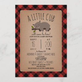 Invitación Lumberjack Plaid Sleepy Bear Cub Baby Shower