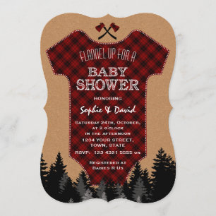 Invitación Lumberjack Red Buffalo Baby Suit Baby Shower